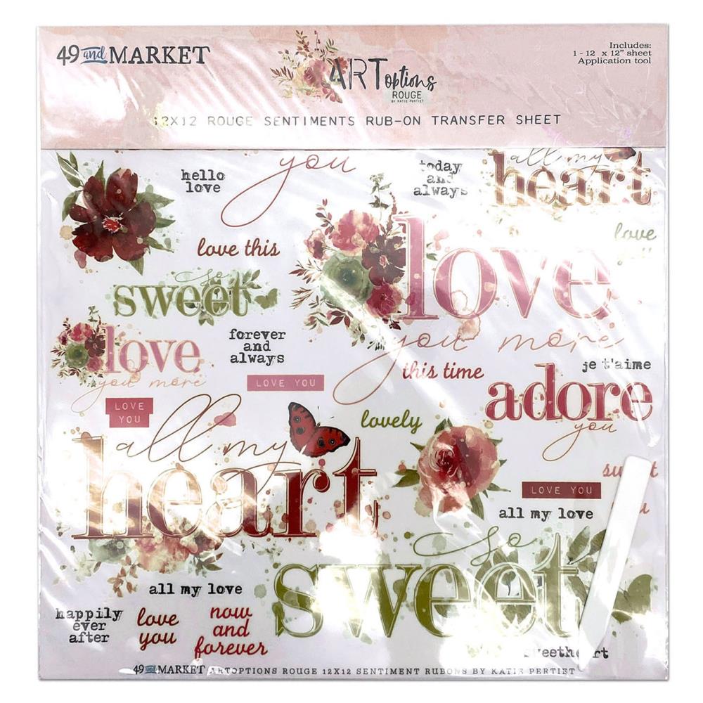 49 and Market ARToptions Rouge 12"X12" Rub-Ons: Sentiments, 1/Sheet (AOR39418)