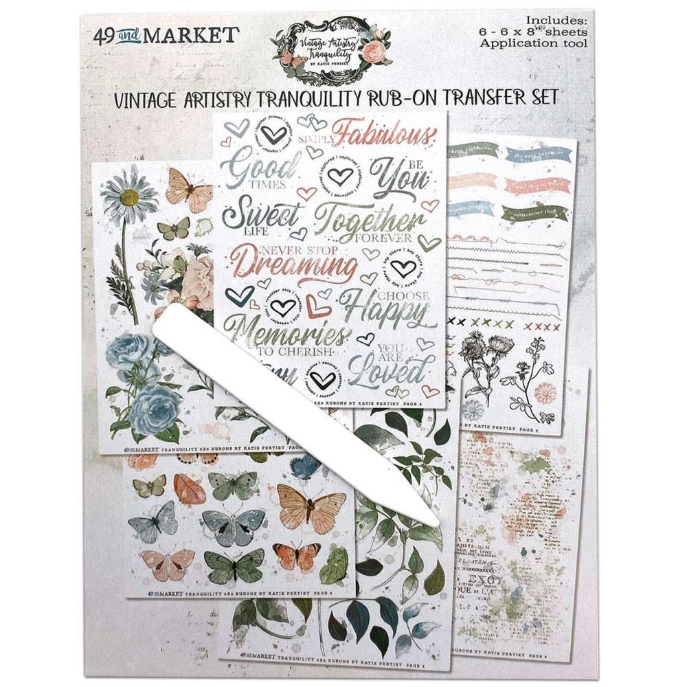 49 and Market Vintage Artistry Tranquility 6"X8" Rub-Ons 6/Sheets (VAT39654)