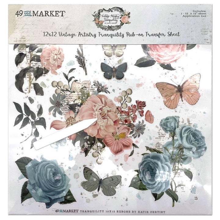 49 and Market Vintage Artistry Tranquility 12"X12" Rub-Ons, 1/Sheet (VAT39661)