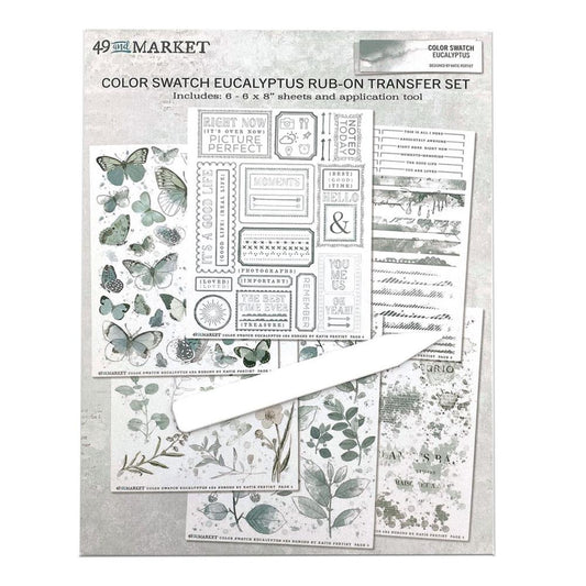 49 and Market Color Swatch: Eucalyptus 6"X8" Rub-Ons, 6/Sheets (CSE39869)