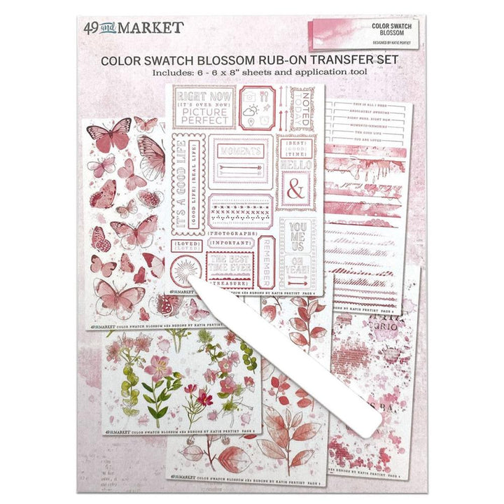 49 and Market Color Swatch: Blossom 6"X8" Rub-Ons, 6/Sheets (CSB40094)
