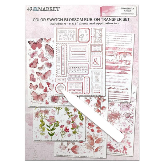 49 and Market Color Swatch: Blossom 6"X8" Rub-Ons, 6/Sheets (CSB40094)