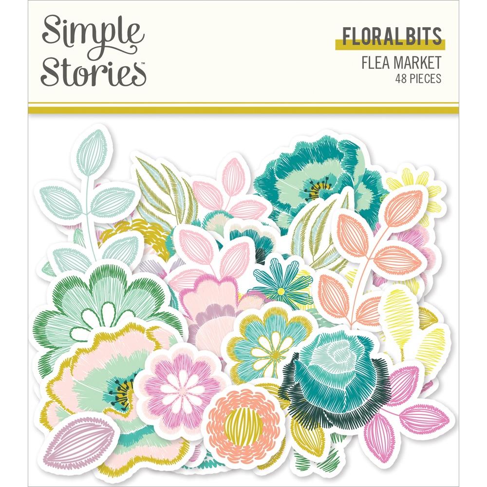 Simple Stories Flea Market Bits & Pieces Die-Cuts: Floral, 48/Pkg (FLE19619)