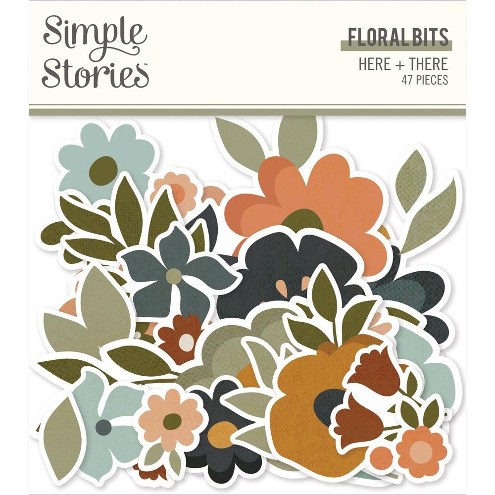 Simple Stories Here & There Bits & Pieces Die-Cuts: Floral, 47/Pkg (ERE19819)