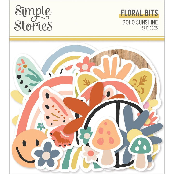 Simple Stories Boho Sunshine Bits & Pieces Die-Cuts: Floral, 57/Pkg (BSU19919)
