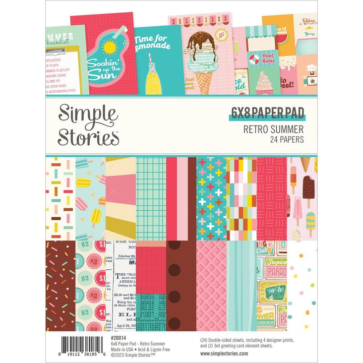 Simple Stories Retro Summer 6"X8" Double-Sided Paper Pad, 24/Pkg (RET20014)