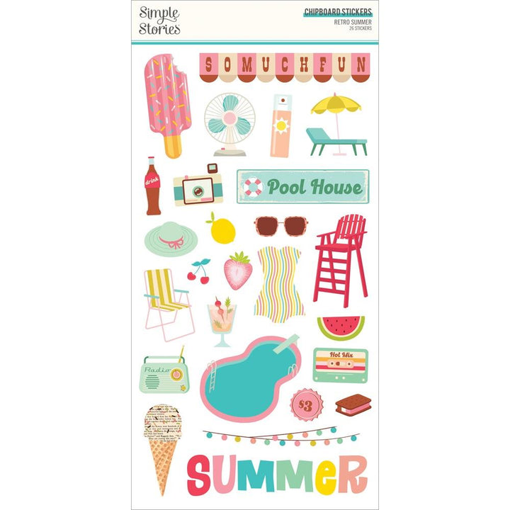 Simple Stories Retro Summer 6"X12" Chipboard Stickers (RET20016)