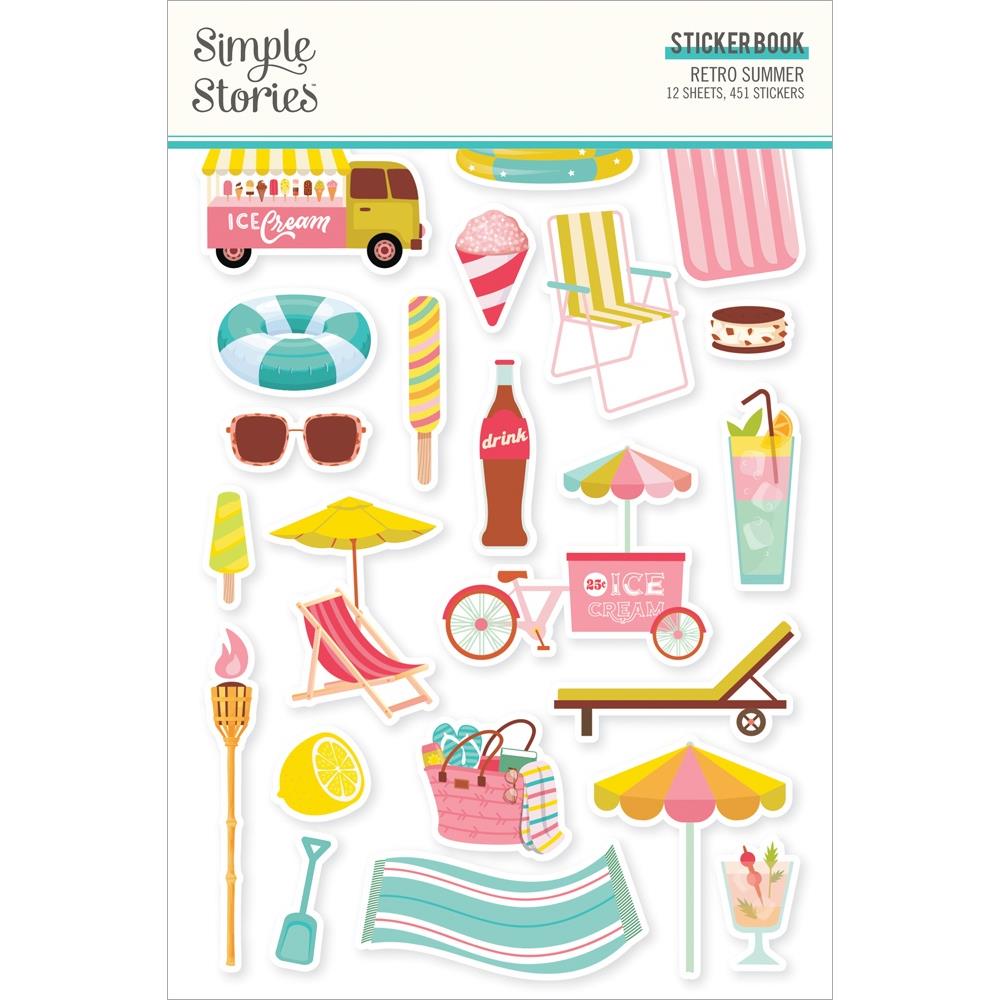 Simple Stories Retro Summer Sticker Book, 12/Sheets, 451/Pkg (RET20020)