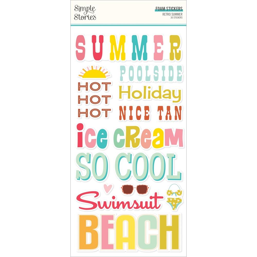 Simple Stories Retro Summer Foam Stickers, 30/Pkg (RET20022)