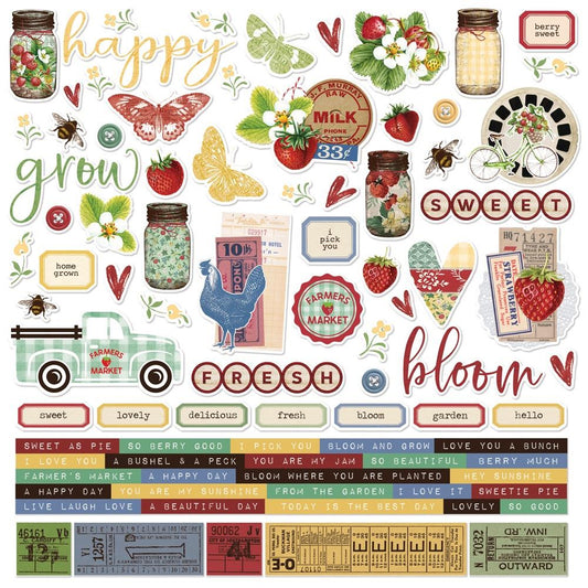 Simple Stories Simple Vintage Berry Fields 12"X12" Cardstock Stickers (BER20102)