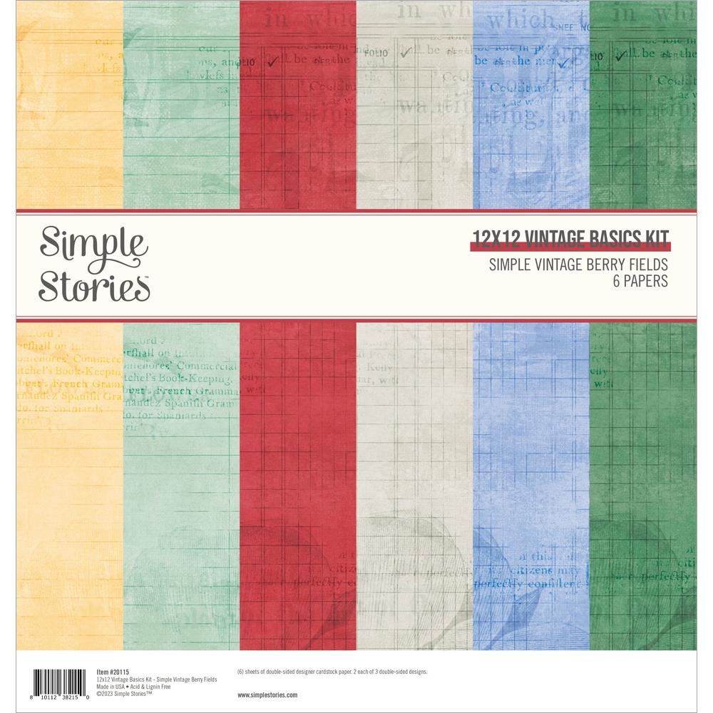 Simple Stories Simple Vintage Berry Fields 12"X12" Basics Double-Sided Paper Pack, 6/Pkg (BER20115)