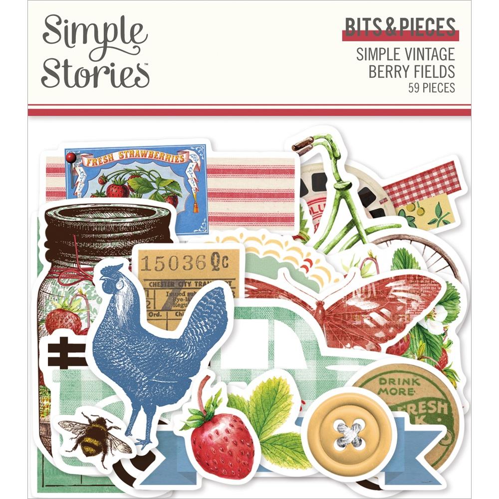 Simple Stories Simple Vintage Berry Fields Bits & Pieces Die-Cuts, 59/Pkg (BER20122)