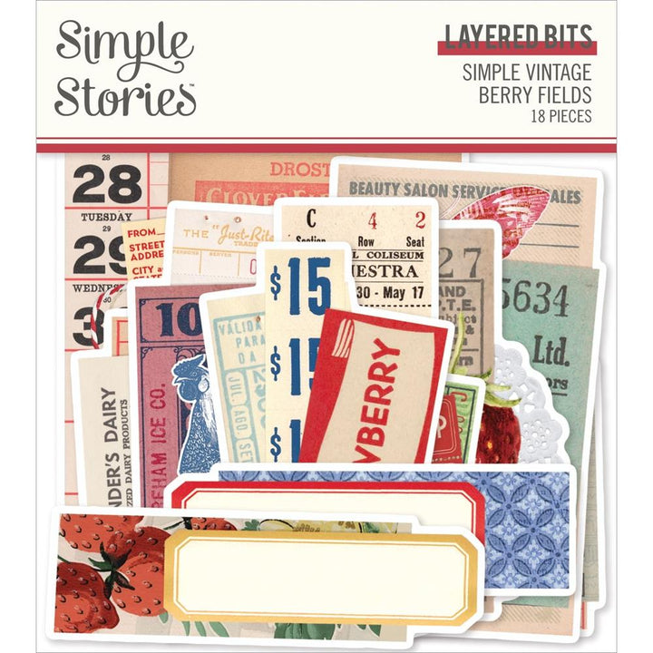 Simple Stories Simple Vintage Berry Fields Bits & Pieces Layered Die-Cuts, 18/Pkg (BER20123)