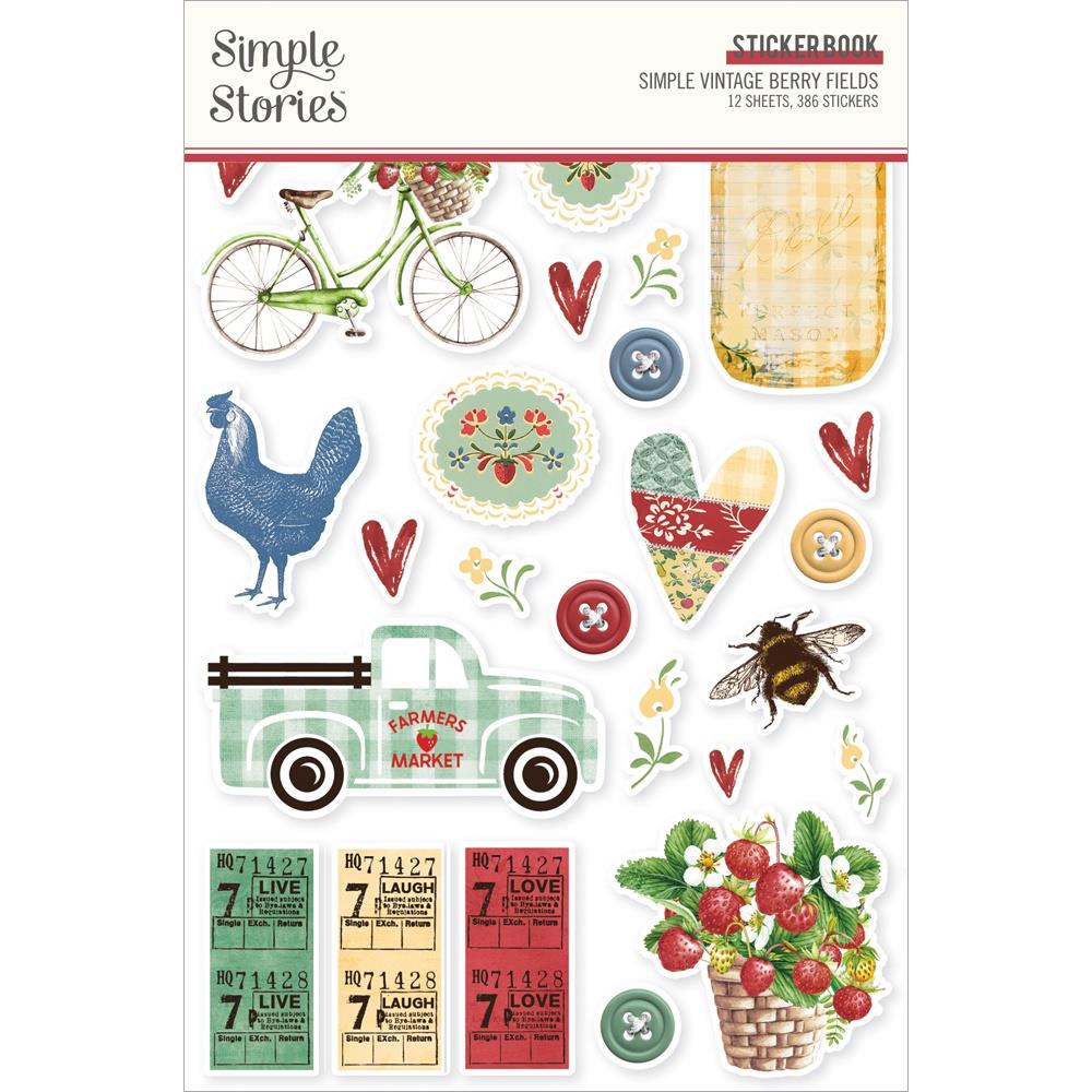 Simple Stories Simple Vintage Berry Fields Sticker Book, 12/Sheets, 386/Pkg (BER20125)