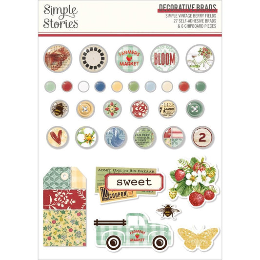 Simple Stories Simple Vintage Berry Fields Decorative Brads (BER20131)