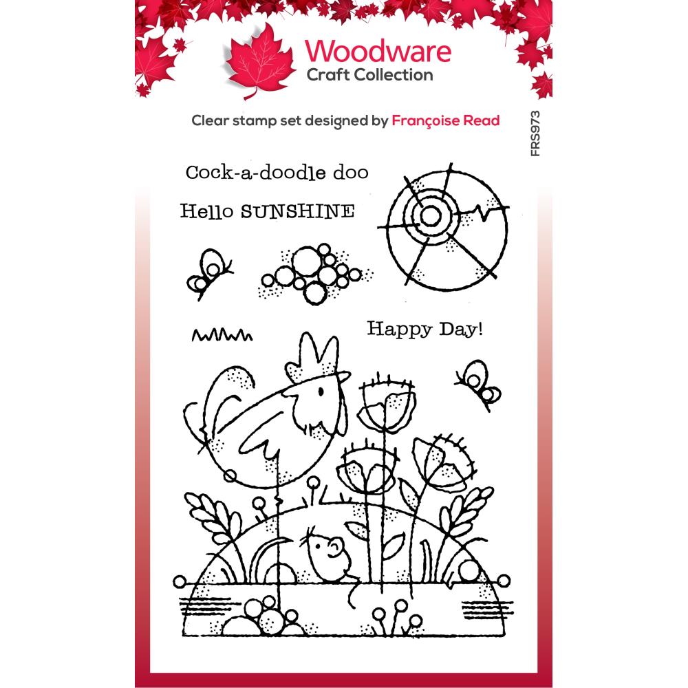 Woodware 4"x6" Clear Stamp: Rooster Meadow (FRS973)