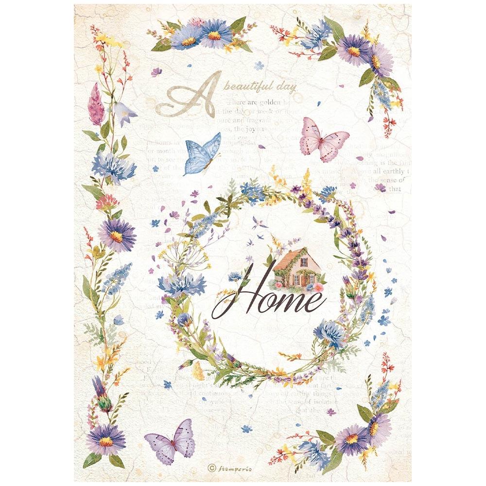 Stamperia Create Happiness Welcome Home A4 Rice Paper Sheet: Garland (DFSA4745)