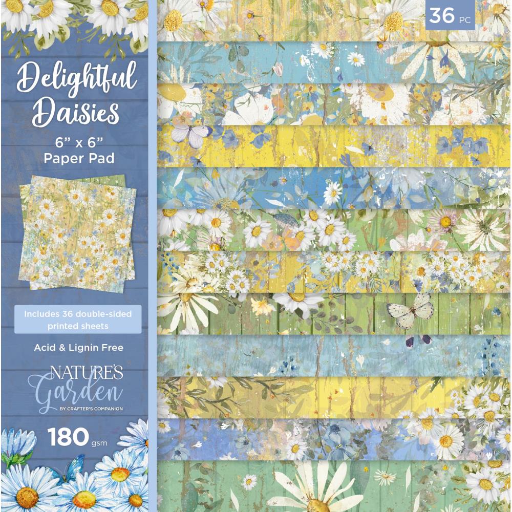 Crafter's Companion Nature's Garden Delightful Daisies 6"X6" Double-Sided Paper Pad, 36/Pkg (DDPAD6)