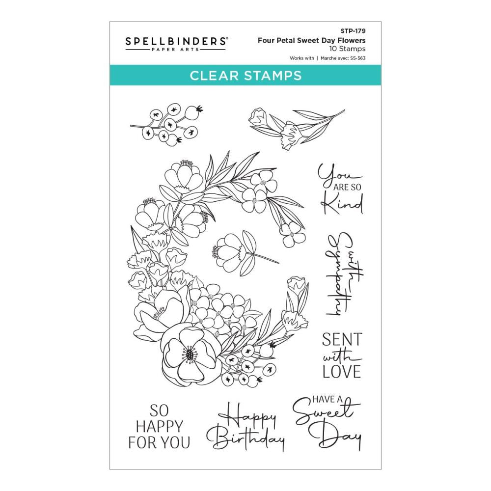 Spellbinders Four Petals Clear Stamp Set: Sweet Day Flowers (STP179)