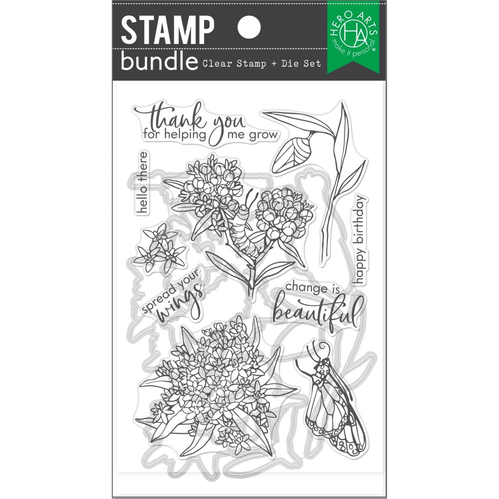 Hero Arts Clear Stamp & Die Combo: Monarch & Milkweed (HASB357)