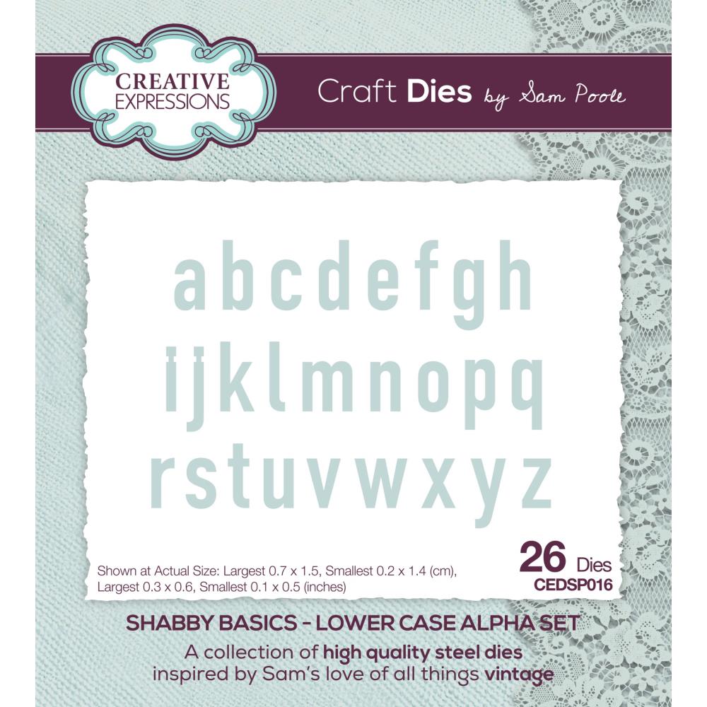 Creative Expressions Craft Dies: Shabby Basics, Lower Case Alpha
, by Sam Poole (CEDSP016)