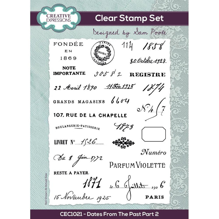 Creative Expressions 6"X4" Clear Stamp Set: Dates From The Past Part 2, by Sam Poole (CEC1021)