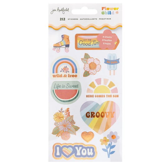 Jen Hadfield Flower Child Sticker Book, W/Silver Foil Accents, 212/Pkg (JH014158)