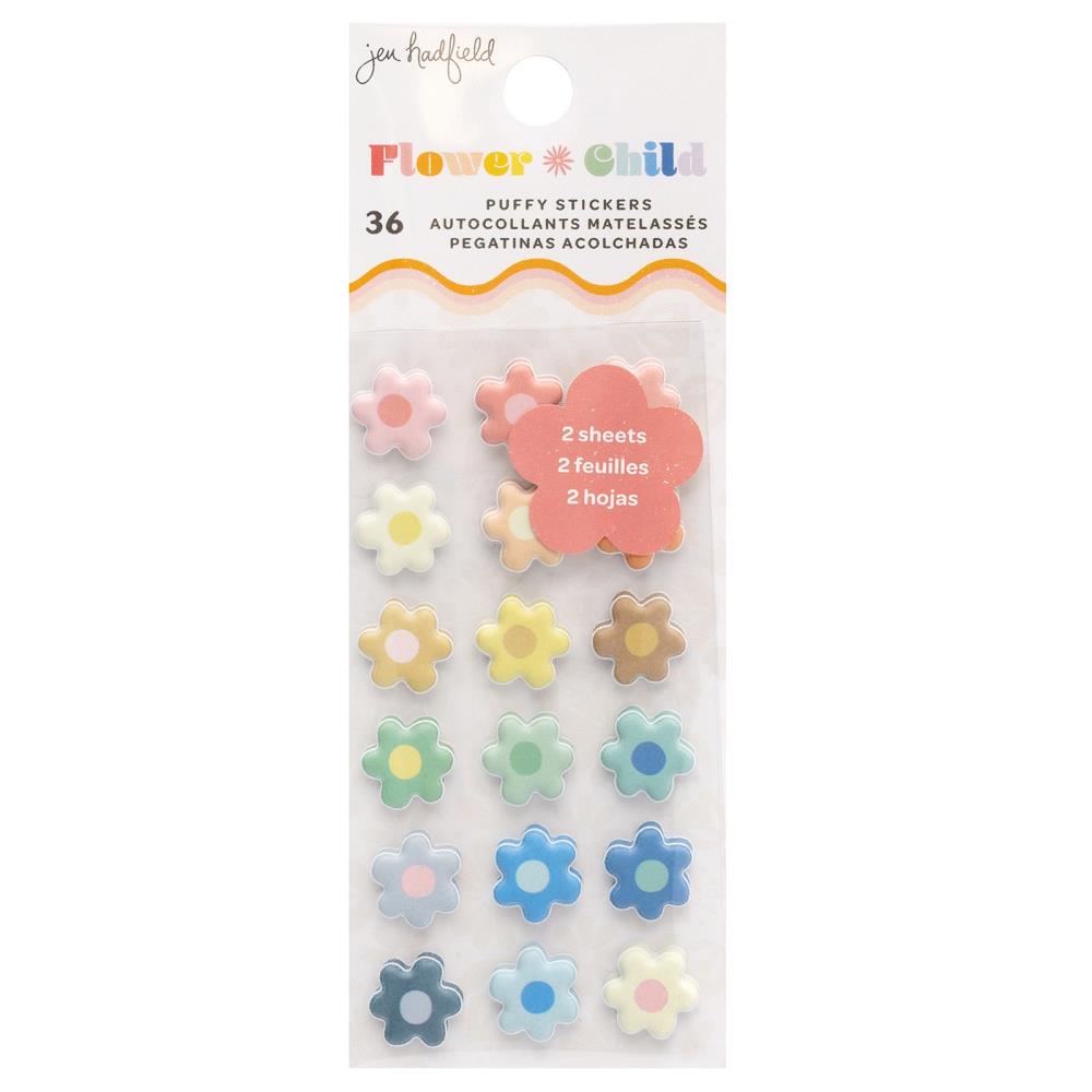 Jen Hadfield Flower Child Mini Puffy Stickers, 36/Pkg (JH014162)