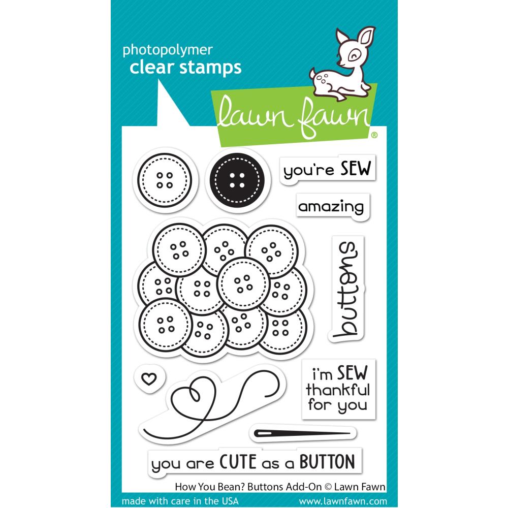 Lawn Fawn 3"X4" Clear Stamps: How You Bean? Buttons Add-On (LF3063)