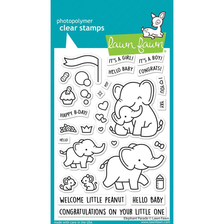 Lawn Fawn 4"X6" Clear Stamps: Elephant Parade (LF3065)