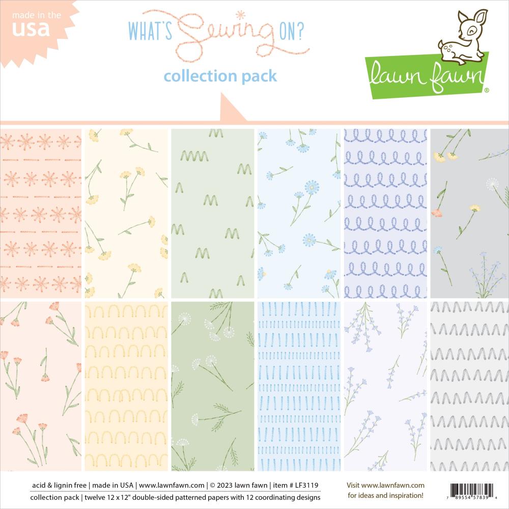 Lawn Fawn 12"X12" Double-Sided Collection Pack: What's Sewing On?, 12/Pkg (LF3119)
