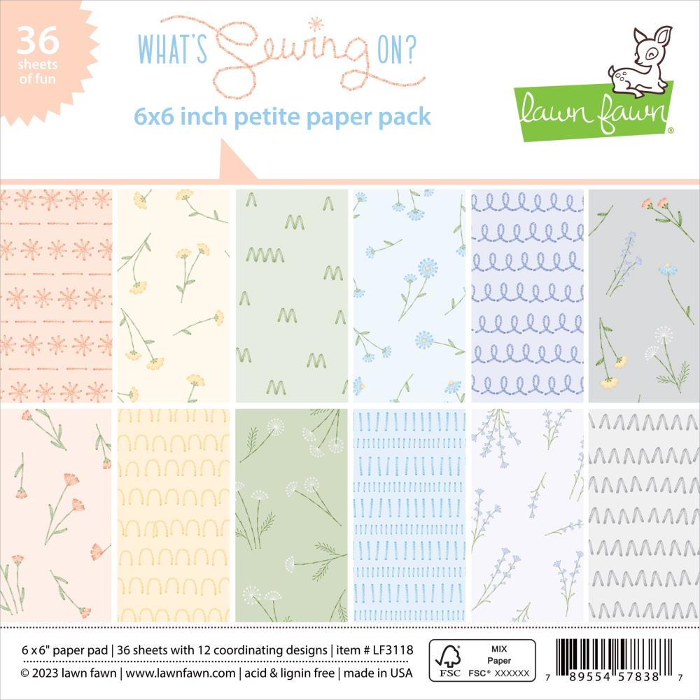 Lawn Fawn 6"X6" Single-Sided Petite Paper Pack: What's Sewing On?, 36/Pkg (LF3118)