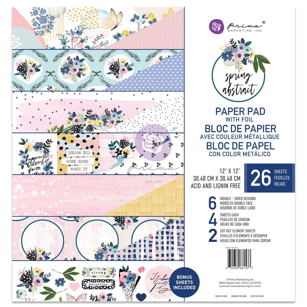 Prima Marketing Spring Abstract 12"X12" Double-Sided Paper Pad, 26/Pkg (P661533)
