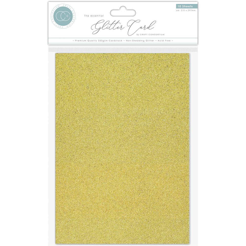 Craft Consortium The Essential Glitter A4 Cardstock: Gold, 10/Pkg (CCEGC002)