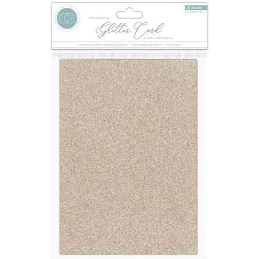 Craft Consortium The Essential Glitter A4 Cardstock: Champagne, 10/Pkg (CCEGC003)