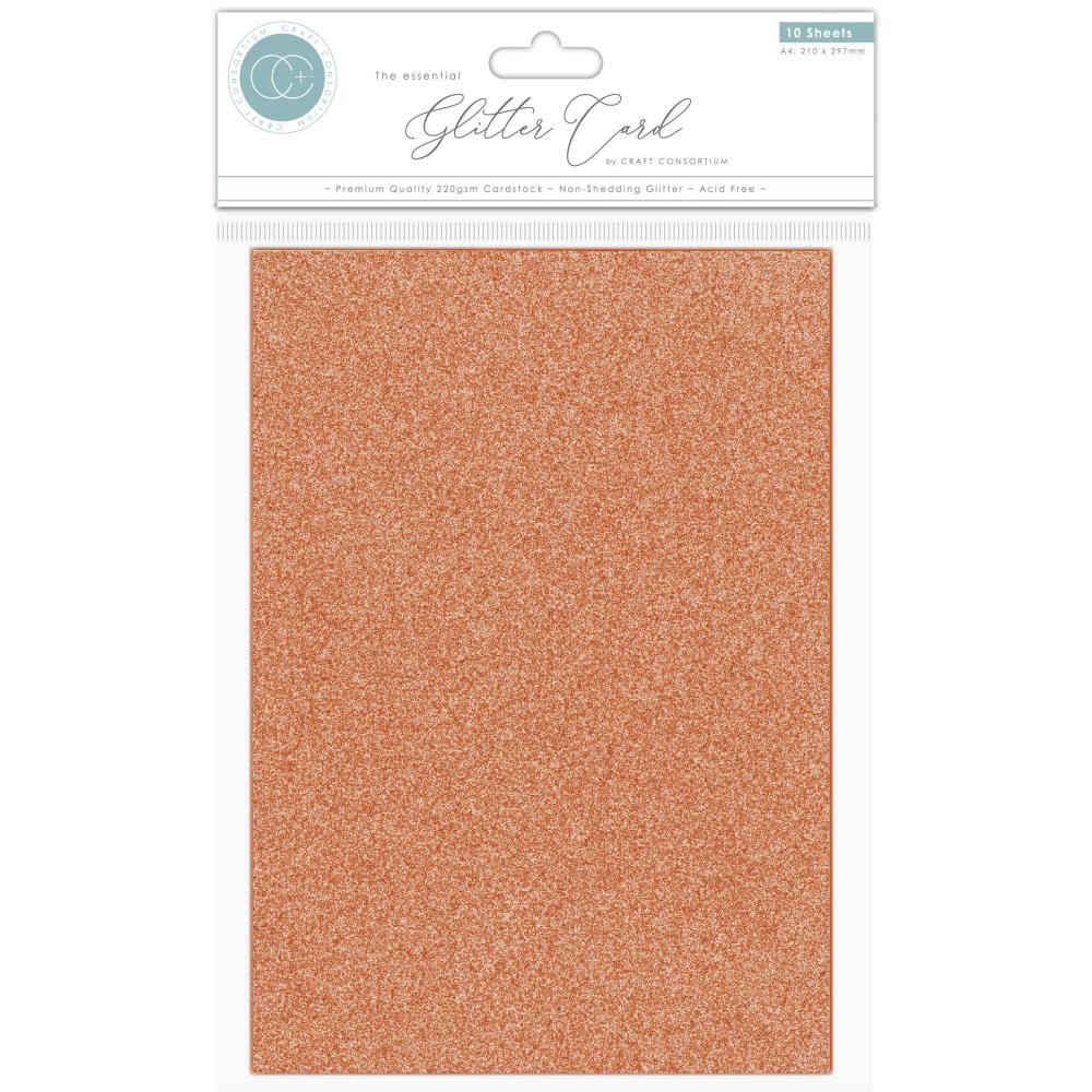 Craft Consortium The Essential Glitter A4 Cardstock: Copper, 10/Pkg (CCEGC005)