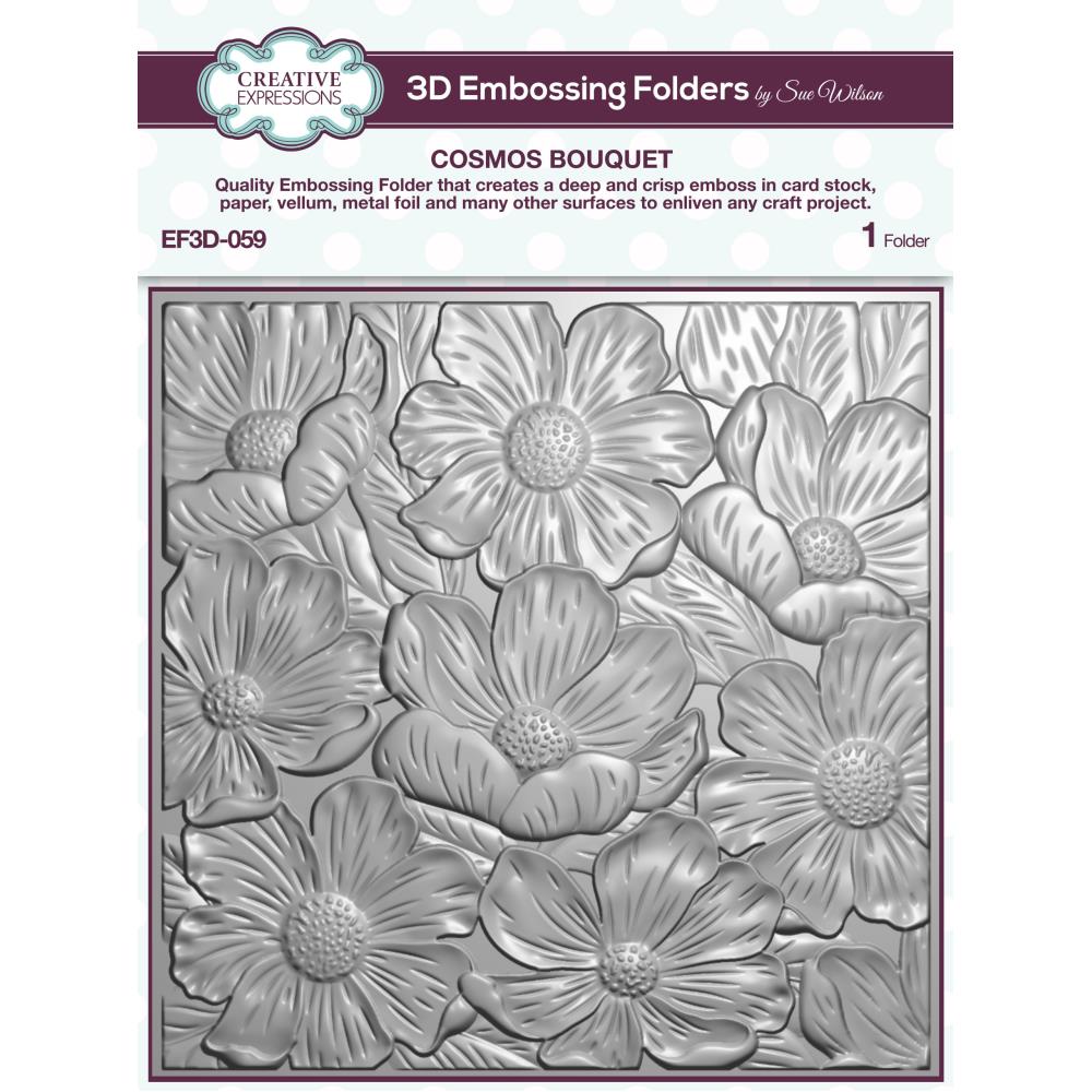 Creative Expressions 6"X6" 3D Embossing Folder: Cosmos Bouquet (EF3D059)