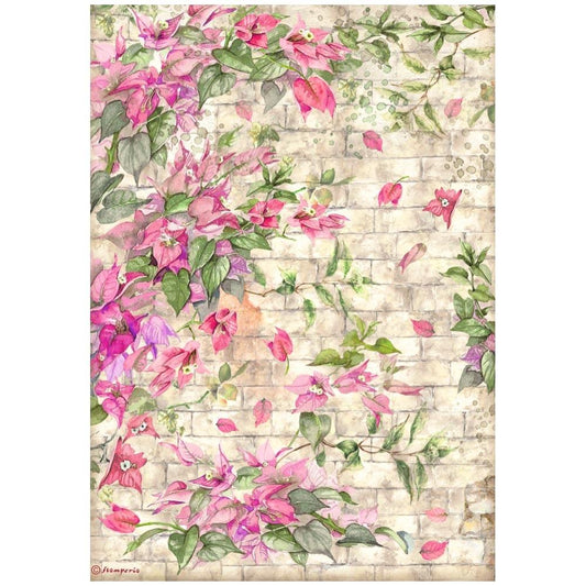 Stamperia Blue Dream A4 Rice Paper Sheet: Bougainvillea (DFSA4739)