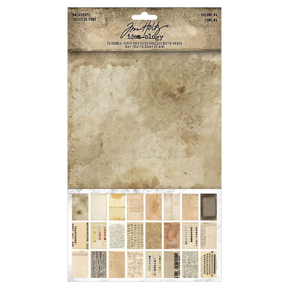Tim Holtz Idea-Ology Backdrops 6"X10" Double-Sided Cardstock: Volume #4, 24/Pkg (TH94308)