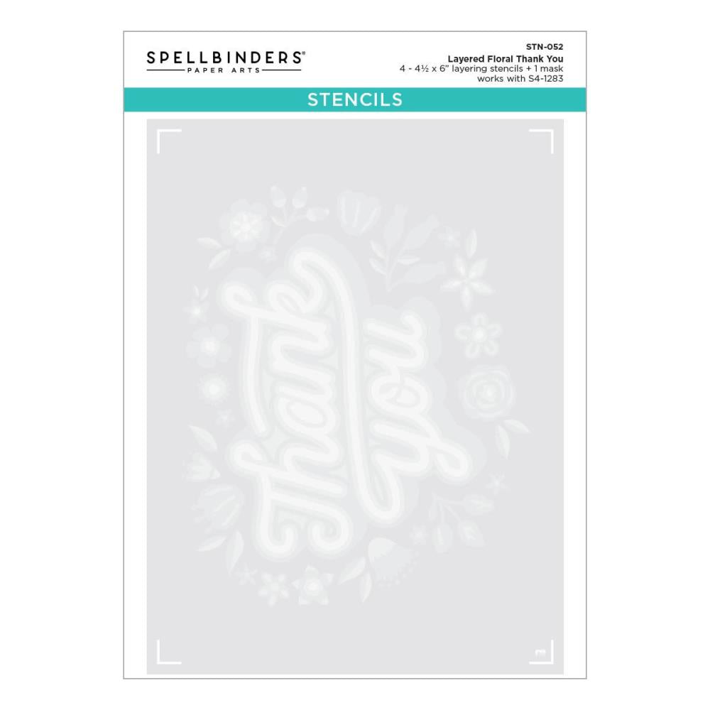 Spellbinders Stencil: Layered Floral Thank You (STN 52)