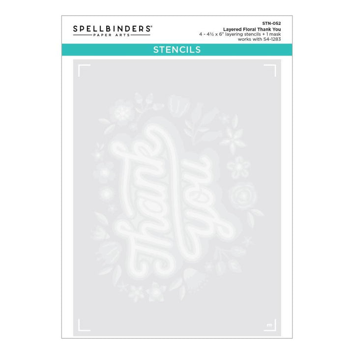 Spellbinders Stencil: Layered Floral Thank You (STN 52)