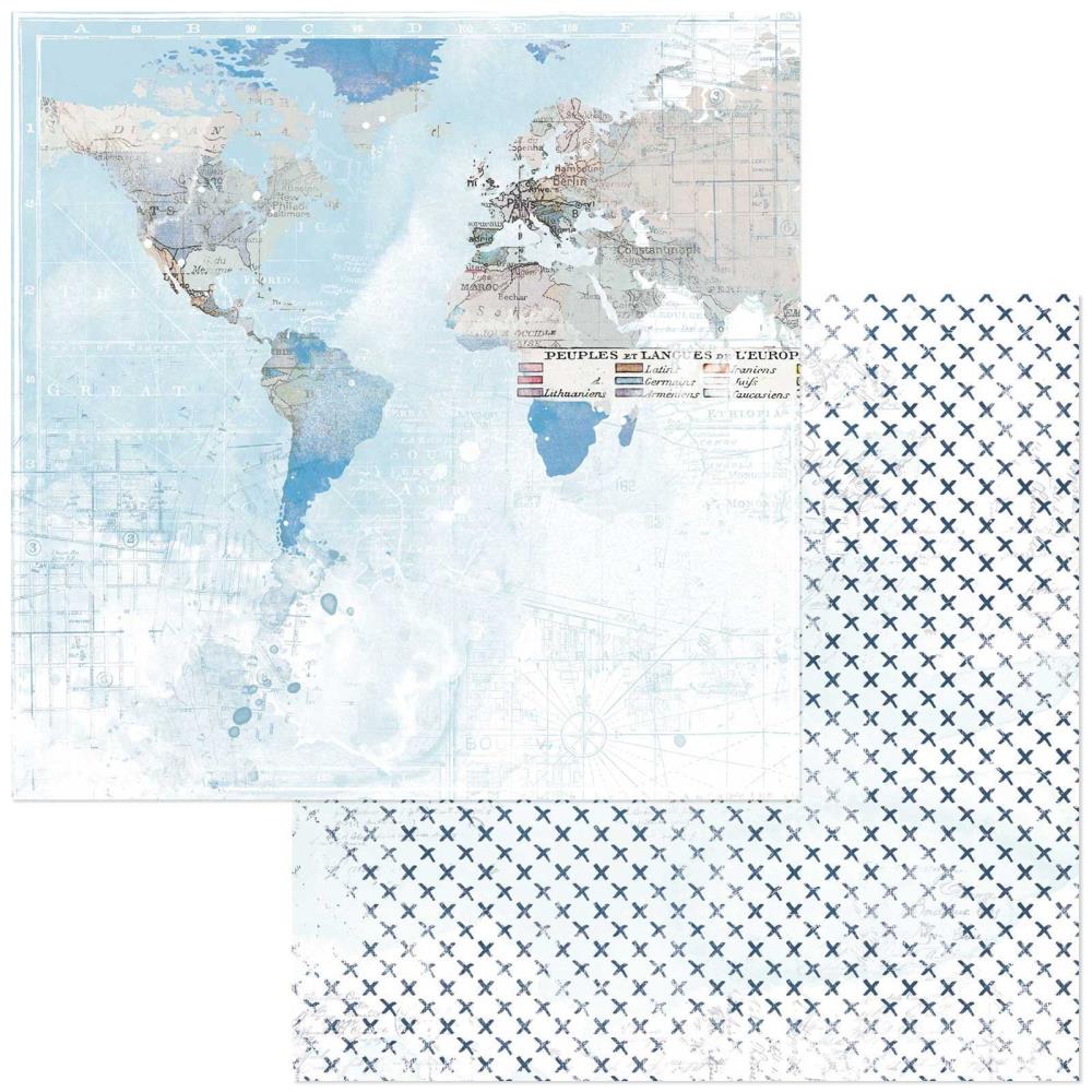 49 and Market Vintage Artistry Everywhere 12"X12" Double-Sided Cardstock: Mapping The World (49VAE1340520)