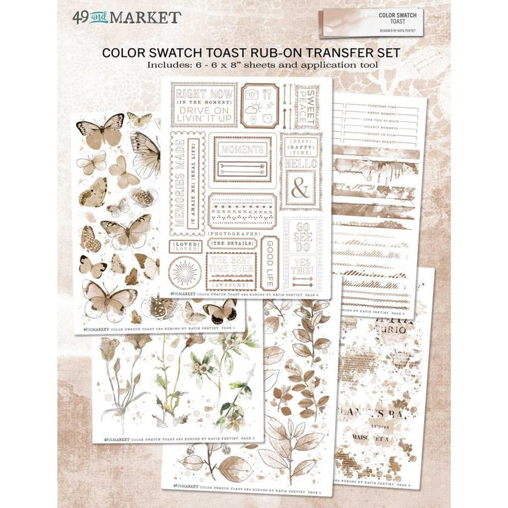 49 and Market Color Swatch: Toast 6"X8" Rub-Ons, 6/pkg (CST41121)