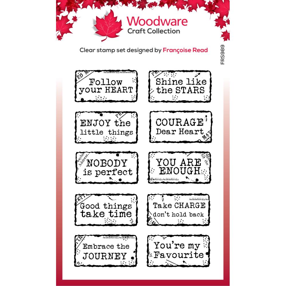 Woodware Singles 4"X6" Clear Stamp: Distressed Labels (FRS989)