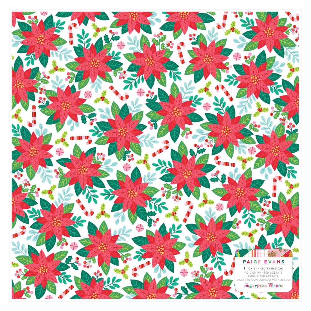 Paige Evans Sugarplum Wishes 12"X12" Specialty Paper: Acetate W/Red Foil (PE021994)
