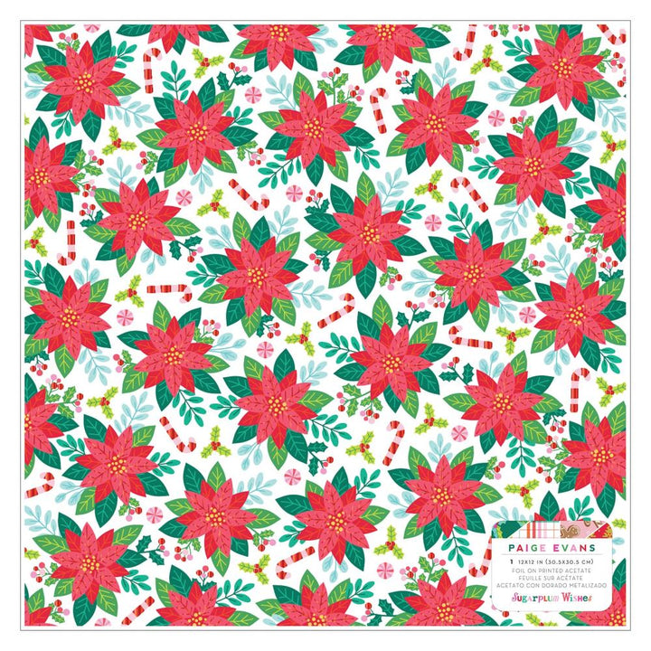 Paige Evans Sugarplum Wishes 12"X12" Specialty Paper: Acetate W/Red Foil (PE021994)