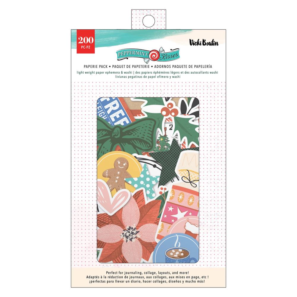 Vicki Boutin Peppermint Kisses Paperie Pack: Ephemera, Journaling Spots & Washi, 200/Pkg (VB022016)