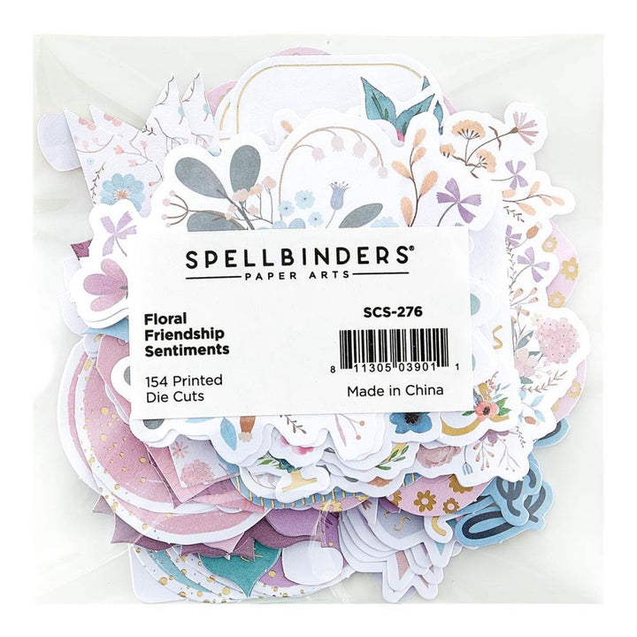 Spellbinders Floral Friendship Printed Die-Cuts: Sentiments (SCS276)