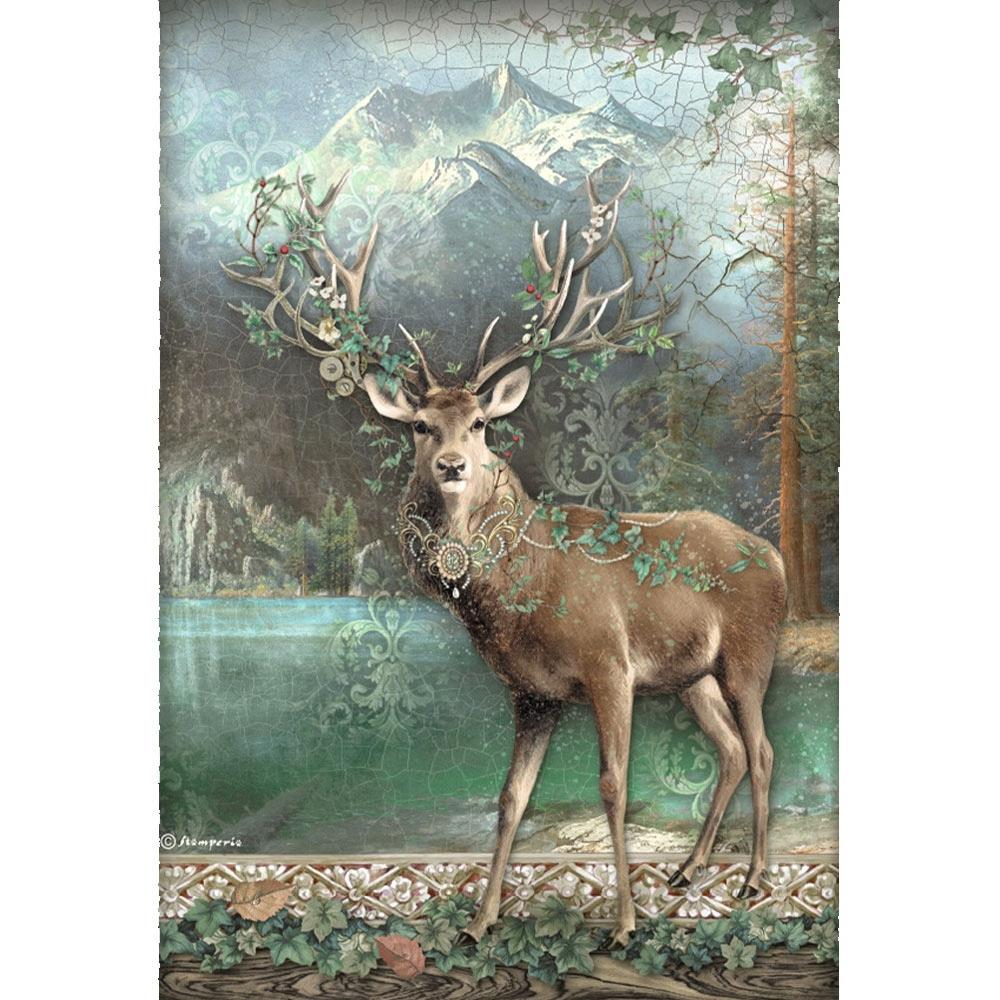 Stamperia Magic Forest A4 Rice Paper Sheet: Deer (DFSA4750)