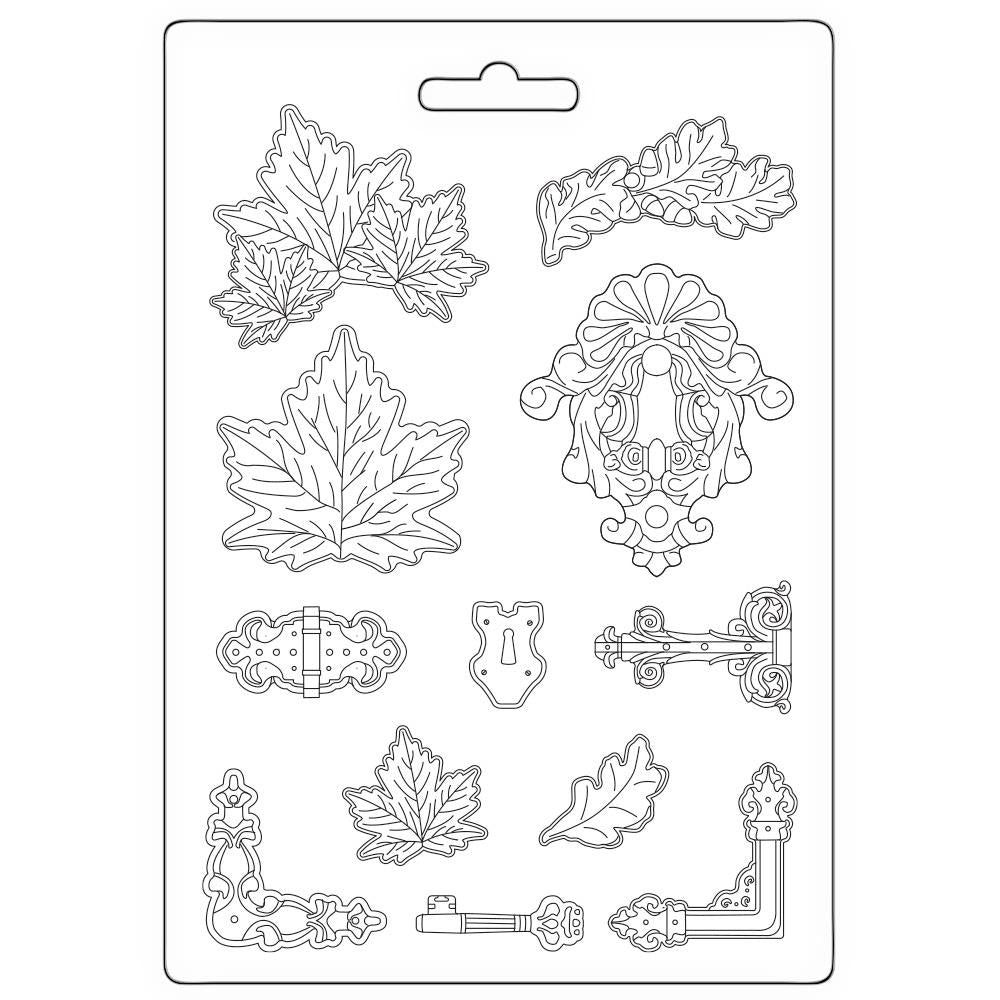 Stamperia Magic Forest 8.5"X11.5" Soft Maxi Mould: Leaves & Locks (3PTA4559)